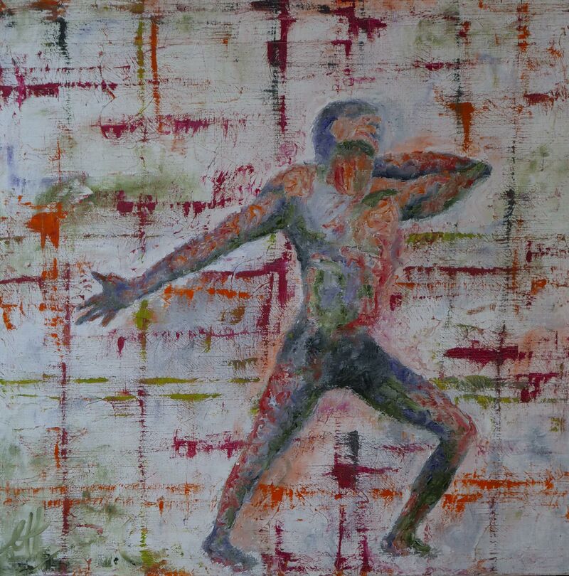 Singing in the Rain | Men on the Run Series - a Paintings by Cordula Heuer